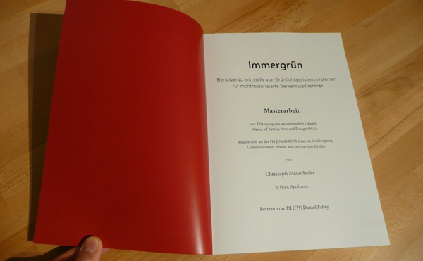 Title page of the printed master's thesis Title page of the printed master's thesis